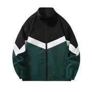 Xysaqa Mens Fashion Flight Bomber Jacket Color Block Casual Lightweight Jacket for Men Teen Boy Spring Fall Long Sleeve Full Zip Up Windbreaker M-4XL(Available in Big \u0026 Tall) Green